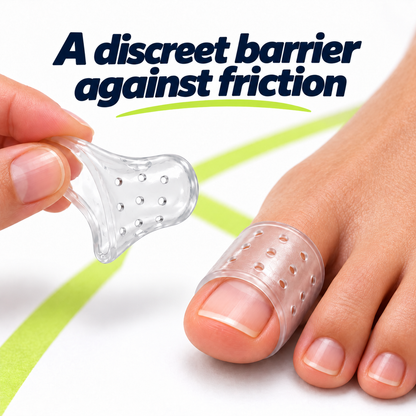 Transparent TennisToe protector worn around the big toe